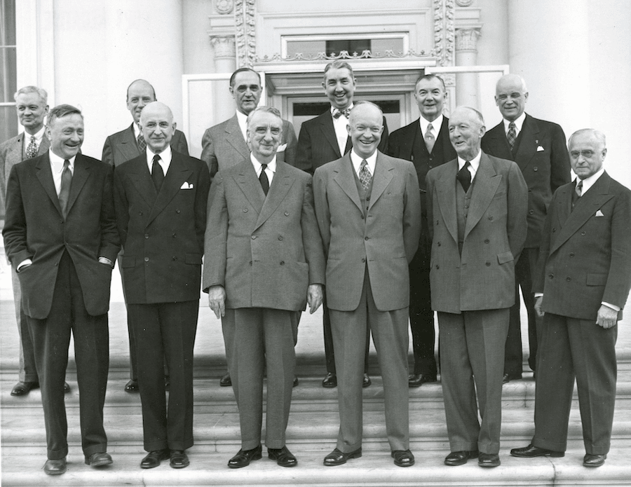 President Eisenhower and members of the US Supreme Court circa 1953